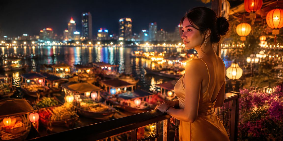 Người chơi tại Nha Trang thử slots Jackpot trực tuyến trong buổi tối tại chợ đêm